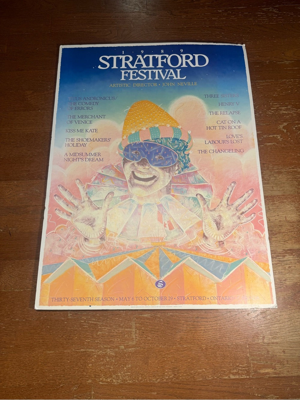 1989 Vintage Stratford Festival Clown Advertisement Thick Poster